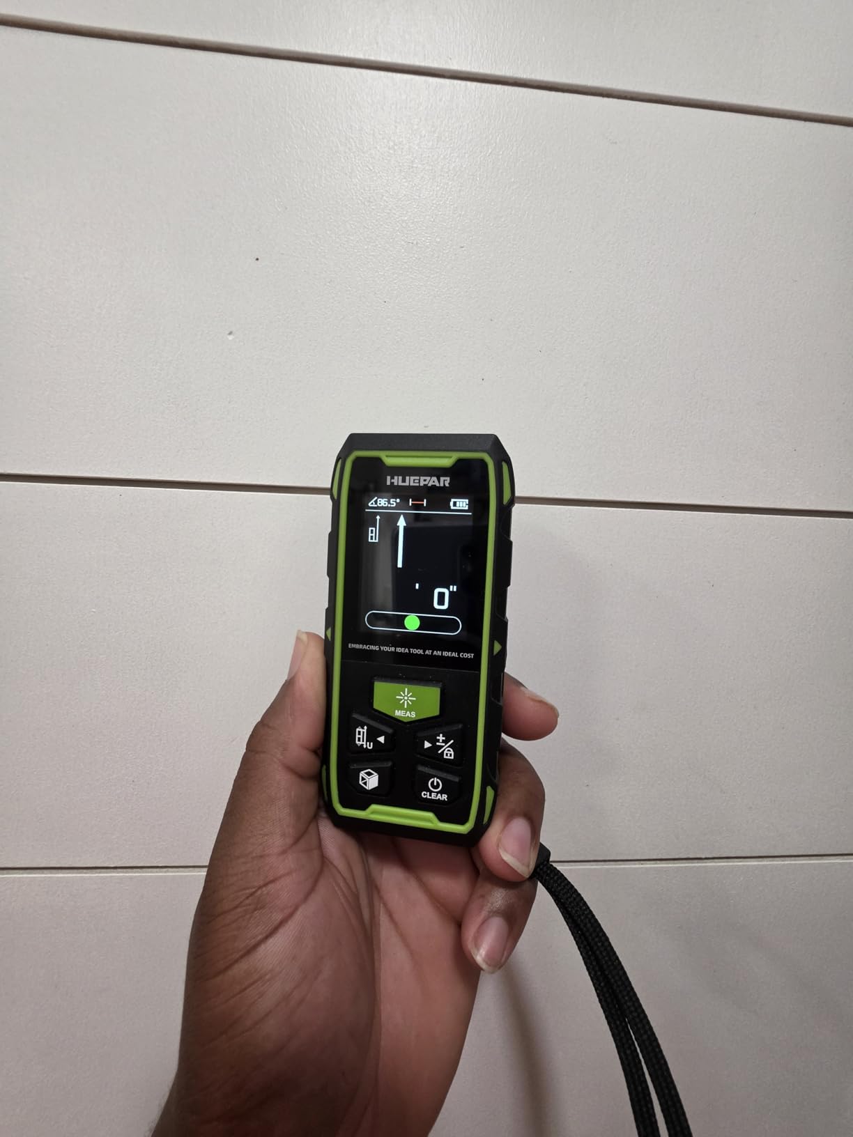 Huepar Dual Laser Measuring Tool, 656Ft Green-Beam Bilateral Digital Laser Distance Measure 6 Units Ft/in/M, Rechargeable Laser Measurement Tool customer photo 2