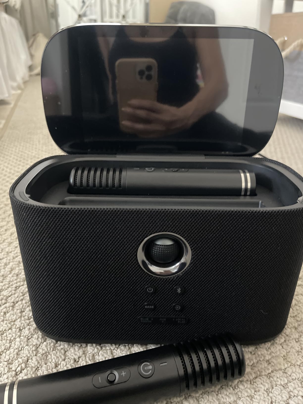 Ikarao Karaoke Machine, Built-in Lyrics Display, 32GB Karaoke Tablet, KaraFun Prime, 280W Karaoke Speaker with 2 Self-Charging Mics, Connects to TV, EQ, Portable Karaoke System for Adult Home Parties customer photo 2