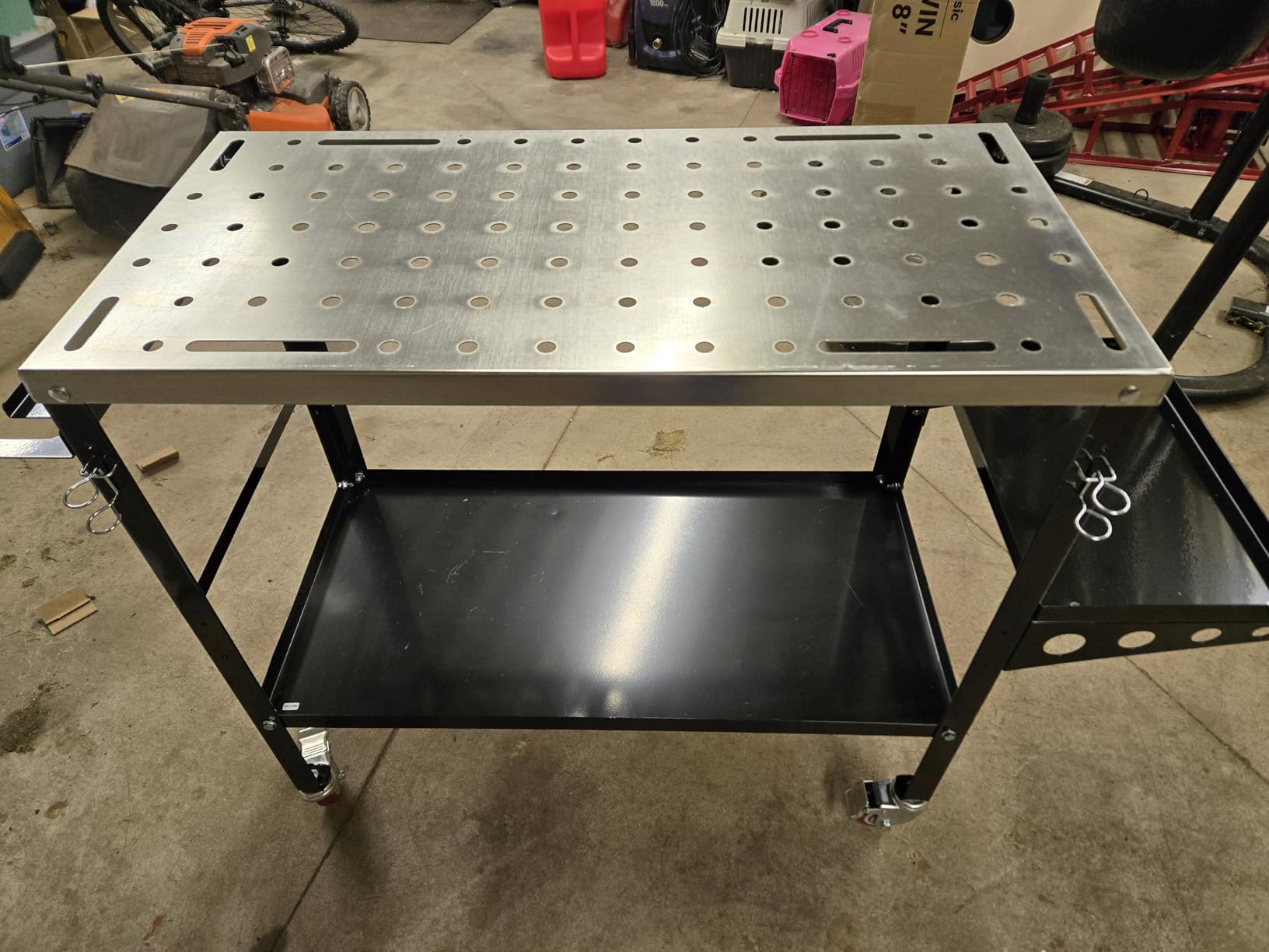 Welding Table, 1200 lbs Load Capacity Workbench With Tool Rack & Tray, 5/8