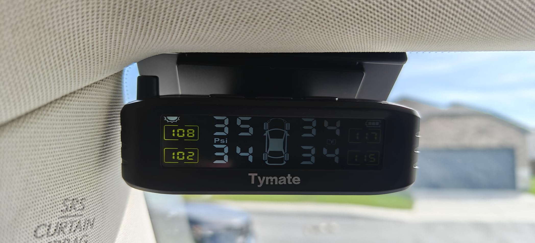 Tymate TM8 Tire Pressure Monitoring System, Wireless Solar TPMS with 4 External Sensors & 6 Alarm Modes, Colorful Display, Easy to Intall on Windshield, Ideal for RV Sedan SUV MPV Truck (0-87 PSI) customer photo 1