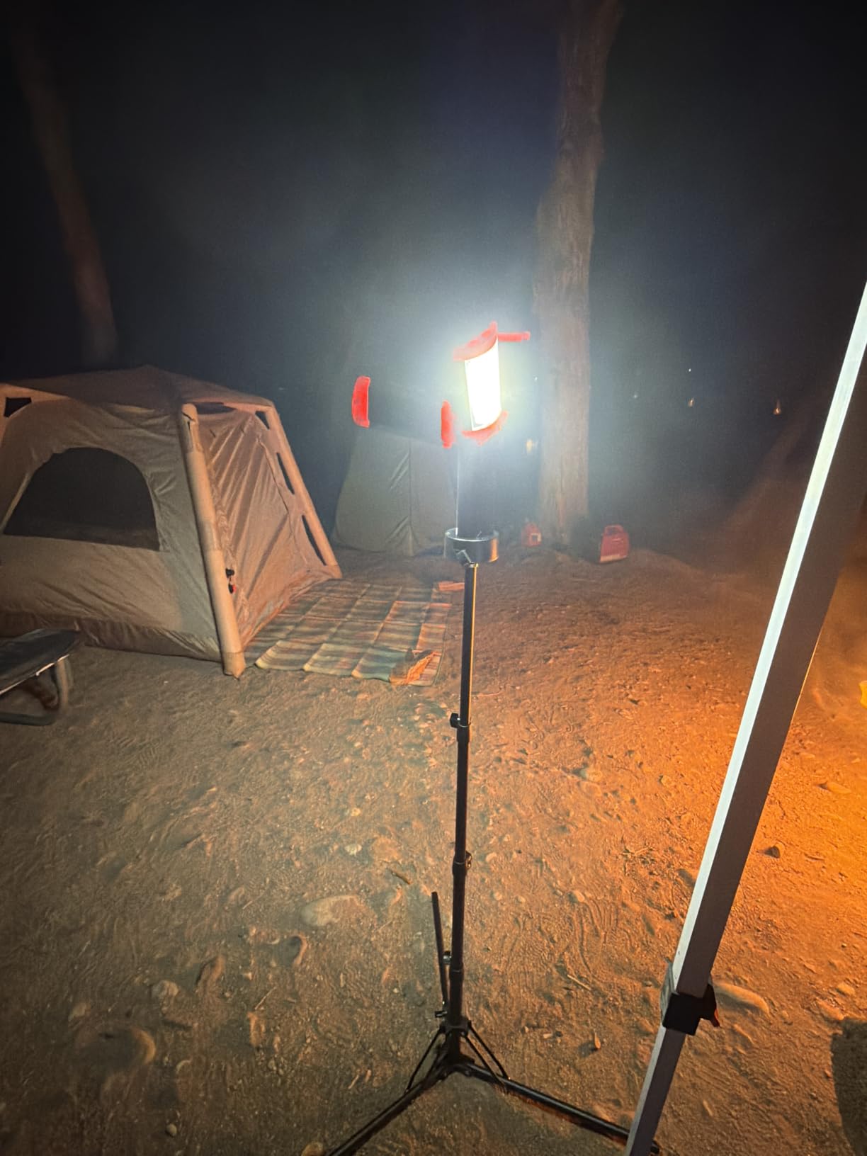 Rechargeable 12000mAh Camping Light with Adjustable Stand, Cordless Work Light with 3 LED Lamp Heads, 2200 Lumens Dimmable Magnetic Emergency Flashlight with Detachable Tripod, Orange customer photo 2