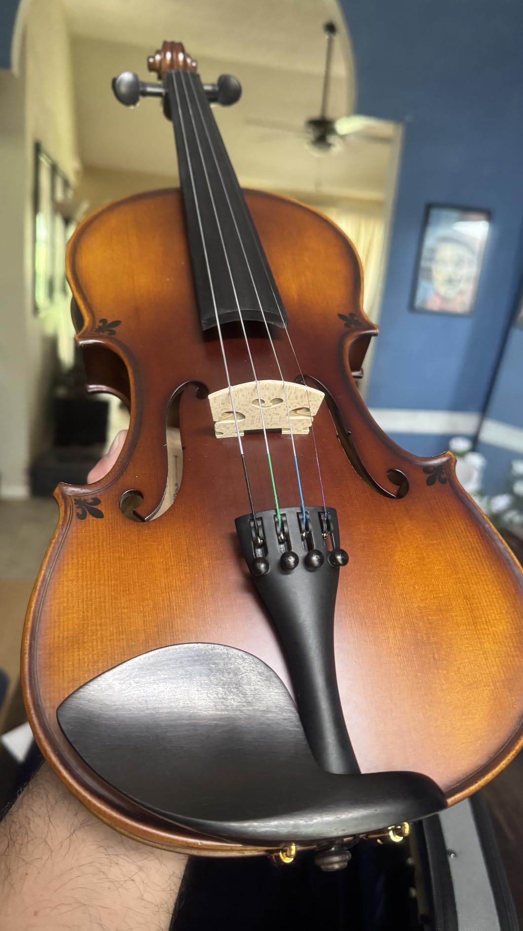 AKLOT Handcrafted Flamed Maple Violin: Full Size Matte Fiddle, Acoustic Advanced 4/4 Violin Kit with Ebony Bow, Solid Wood Shoulder Rest, Lesson Book, Hard Case, Extra Strings, Tuner (VRT-AdvAR) customer photo 2