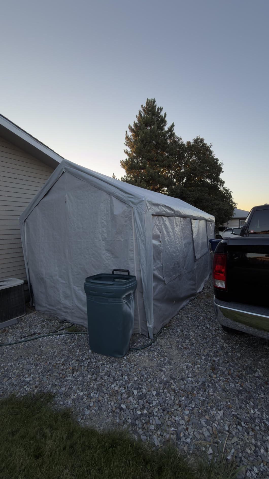 VEVOR Carport Replacement Canopy Cover, 10 x 20 ft Potable Garage Tent Top Tarp with Sidewalls, UV-Resistant & Waterproof, Heavy Duty Car Shelter Tarp with Ball Bungees, Beige, Frame Not Included customer photo 2